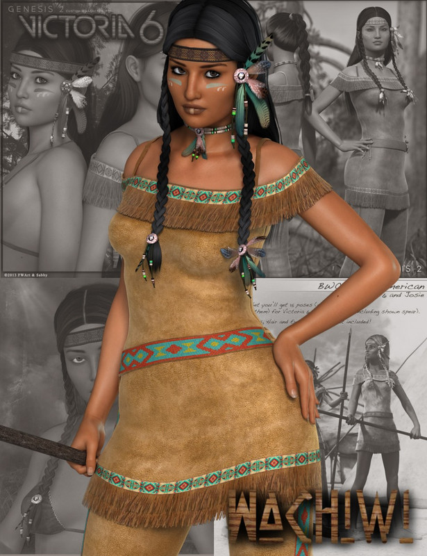 Wachiwi - Native American Character, Outfit, Hair and Poses Bundle
